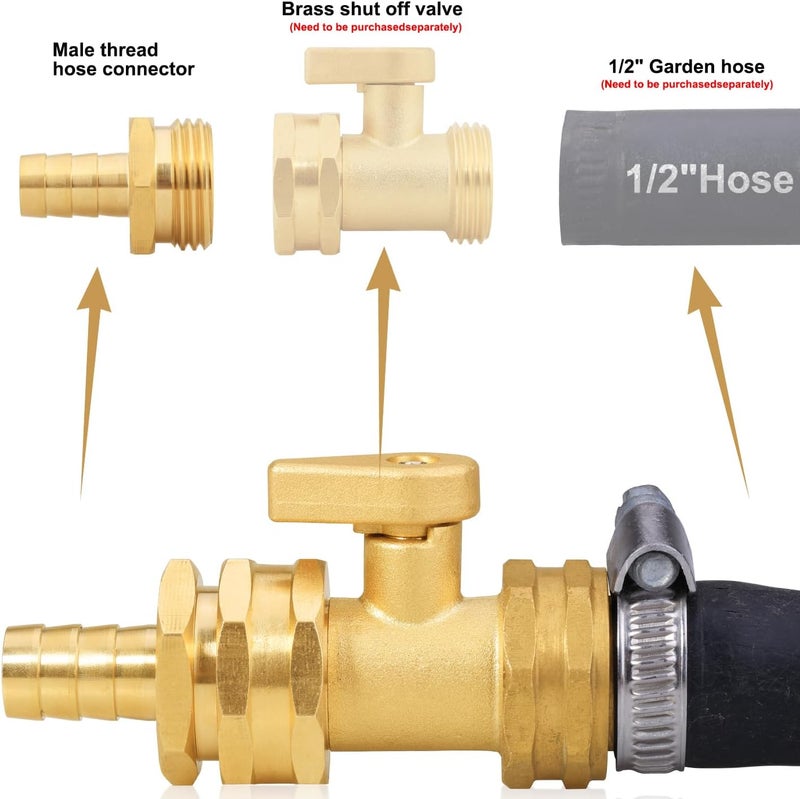 SIGURANTA Garden Hose Repair Connector with Clamps Hose End Repair Kit, 1/2"Barb Garden Hose Fittings Male and Female brass garden hose ends (1/2"Barb-4 Set) - Image 4